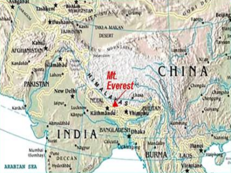 World Map Himalayas